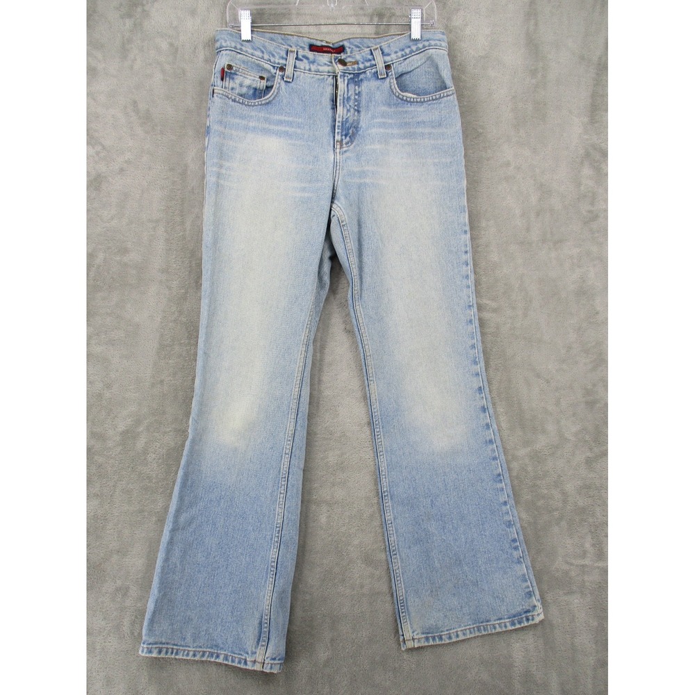 Vintage BCBGMaxazria Jeans Womens 10 Light Wash Y2K 90s Distressed Boot Mid Rise